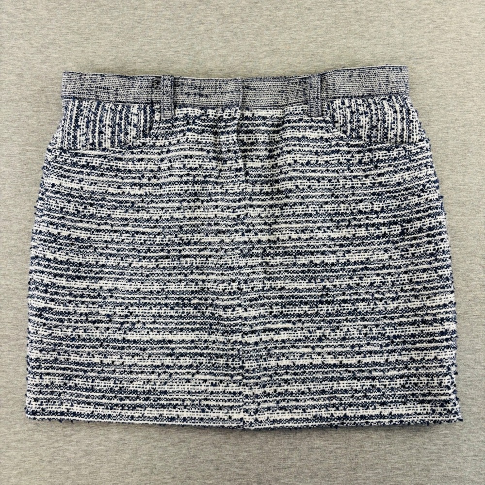 Maje Blue White Boucle Tweed Mini Skirt Pockets Size 40 Medium